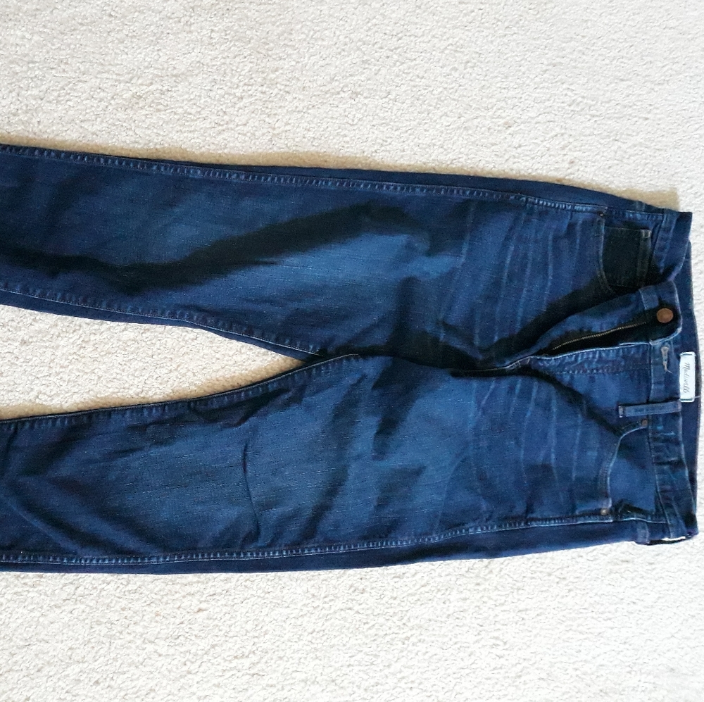 Madewell high rise skinny dark wash jeans, 32